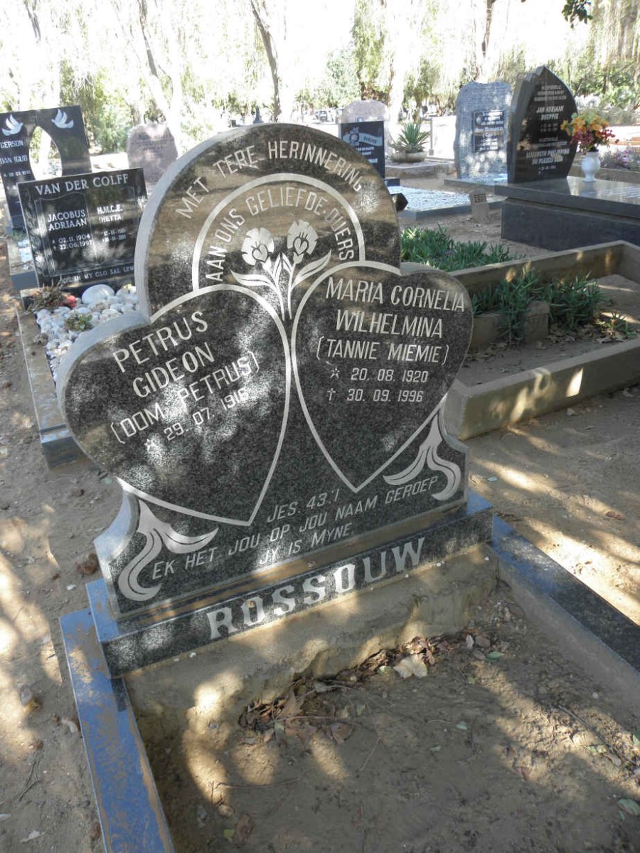 ROSSOUW Petrus Gideon 1916- & Maria Cornelia Wilhelmina 1920-1996