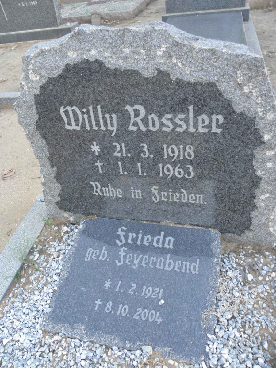 ROSSLER Willy 1918-1963 & Frieda FEYERABEND 1921-2004