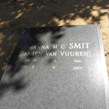 SMIT Johanna M.C. nee JANSEN VAN VUUREN 1941-1987
