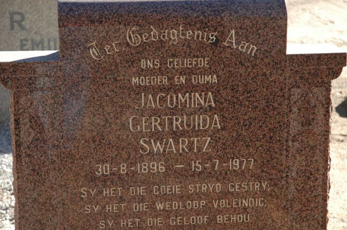 SWARTZ Jacomina Gertruida 1896-1977