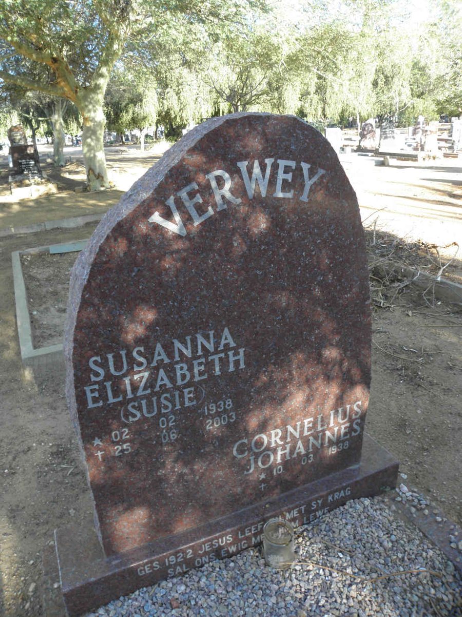 VERWEY Cornelius Johannes 1938- & Susanna Elizabeth 1938-2003
