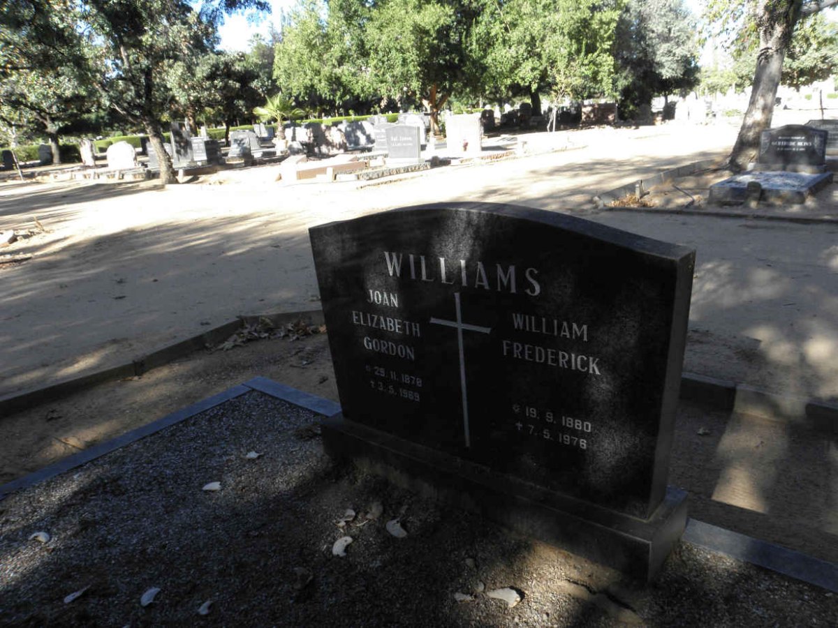 WILLIAMS William Frederick 1880-1976 & Joan Elizabeth Gordon 1878-1969