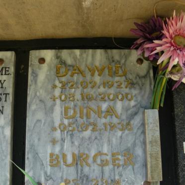 BURGER Dawid Frederick 1927-2000 &amp; Dina 1930-