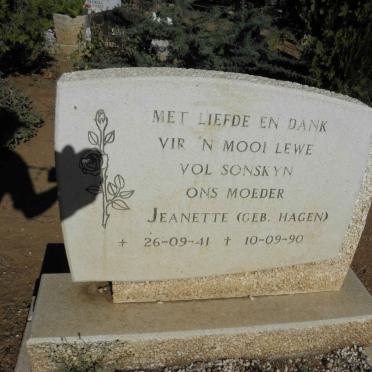 ? Jeanette nee HAGEN 1941-1990