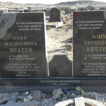BESTER John Frederick 1924-1991 &amp; Sara Wilhelmina 1922-2000