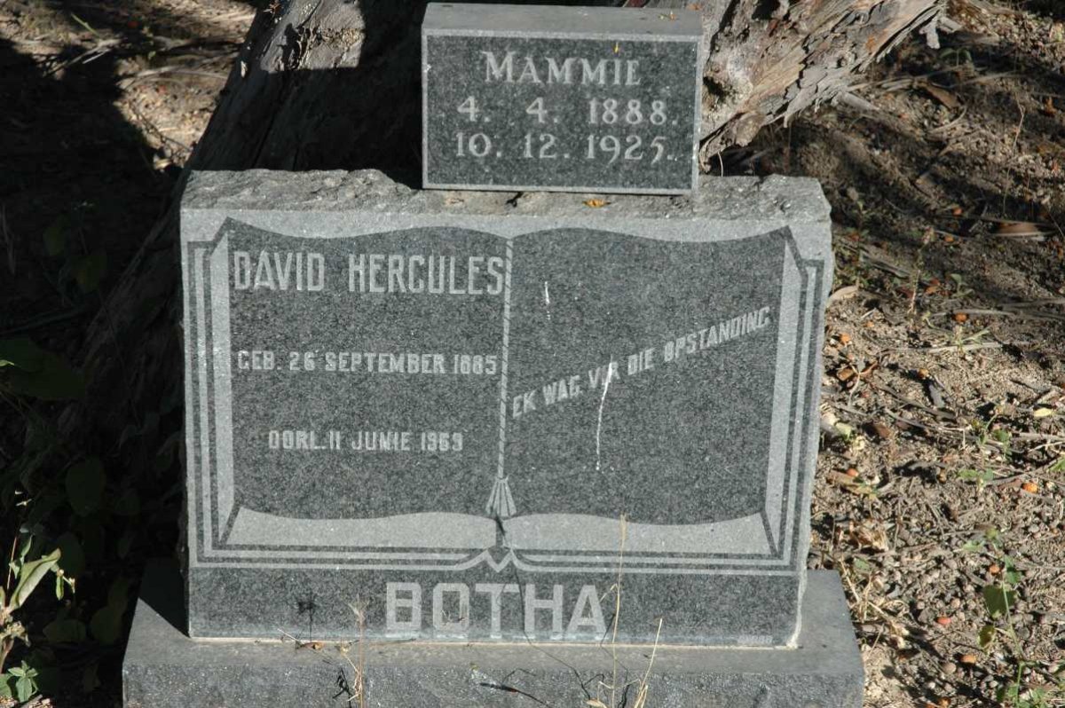 BOTHA David Hercules 1885-1959 & Mammie 1888-1925