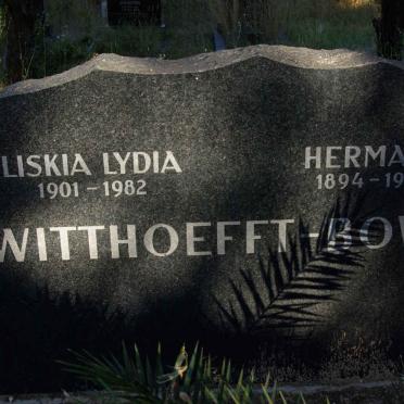 BOWE Hermann, WITTHOEFFT 1894-1966 &amp; Liskia Lydia 1901-1982