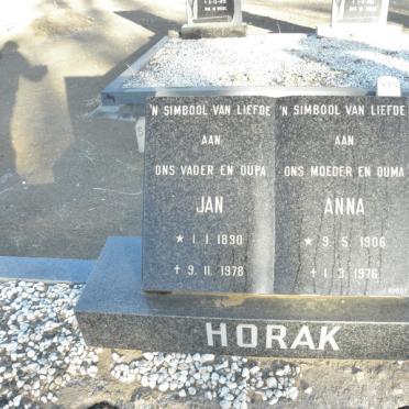 HORAK Jan 1890-1978 &amp; Anna 1906-1976