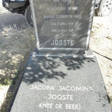 JOOSTE Jan Hugo 1946-1974 :: JOOSTE Jacoba Jacomina nee DE BEER 1924-1989