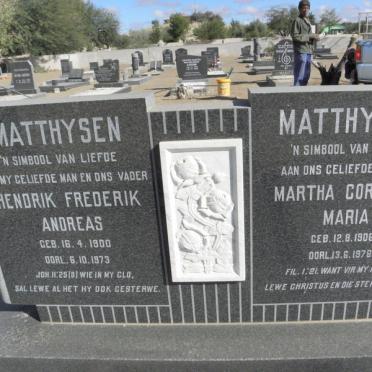 MATTHYSEN Hendrik Frederik Andreas 1900-1973 &amp; Maria Cornelia Marcia 1906-1978