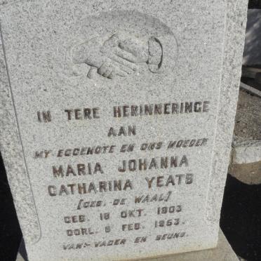 YEATS Maria Johanna Catharina nee DE WAAL 1903-1953