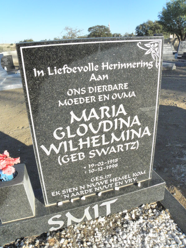 SMIT Maria Gloudina Wilhelmina nee SWARTZ 1918-1998