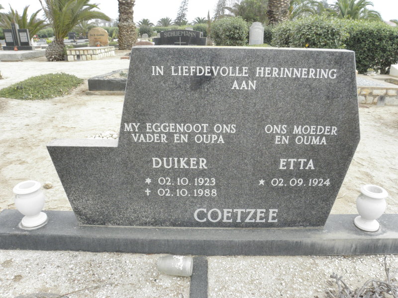 COETZEE Duiker 1923-1988 & Etta 1924-