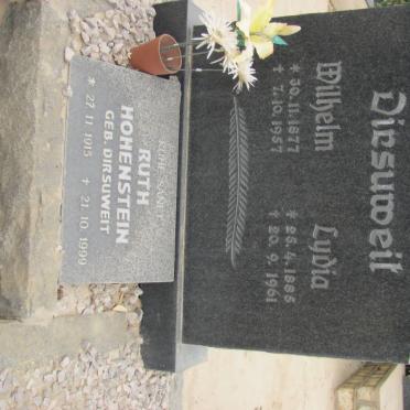 DIRSUWEIT Wilhelm 1877-1957 &amp; Lydia 1886-1961 :: HOHENSTEIN Ruth nee DIRSUWEIT 1915-1999