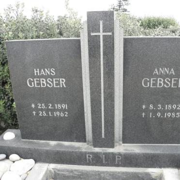 GENSER Hans 1891-1962 &amp; Anna 1892-1985