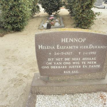 HENNOP Helena Elizabeth nee DURAND 1927-1992