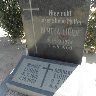 LUHDE Bertha 1881-1960 :: LUHDE Rudolf 1901-1970 :: LUHDE Gerhard 1917-1982