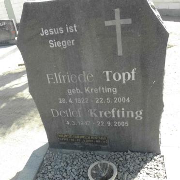 TOPF Elfriede nee KREFTING 1922-2004 :: KREFTING Detlef 1947-2005 :: HINTMAN Wilfred Friedrich 1943-2009