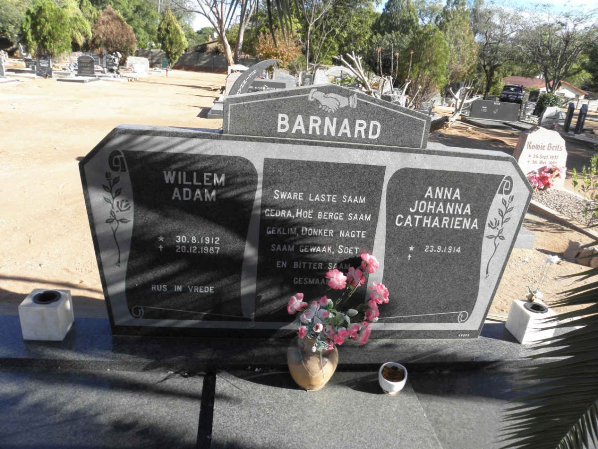 BARNARD Willem Adam 1912-1987 & Anna Johanna Catheriena 1914-