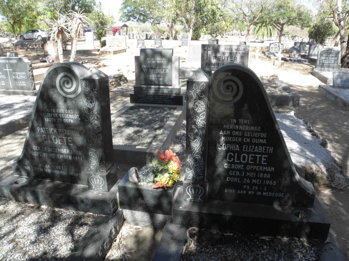 CLOETE Patrick Hendrik 1886-1961 & Sophia Elizabeth OPPERMAN 1884-1965