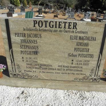 POTGIETER Pieter Jacobus Stephanus 1925-2006 &amp; Elsie Magdalena Adriana POTGIETER 1929-2002