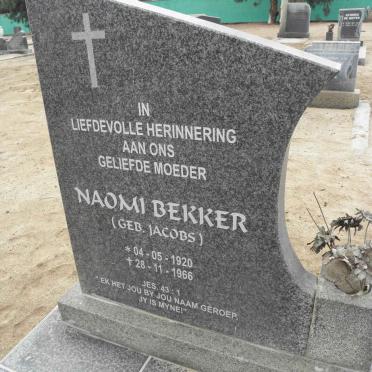 BEKKER Naomi nee JACOBS 1920-1966