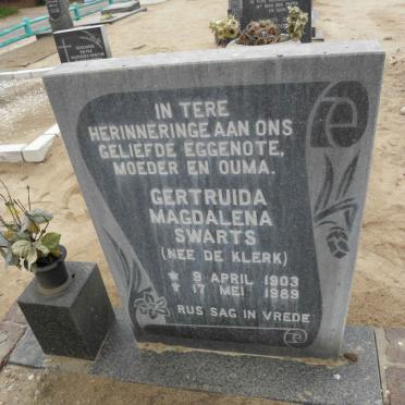 SWARTS Gertruida Magdalena nee DE KLERK 1903-1989