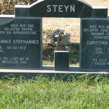 STEYN Johannes Stephannes 1912- &amp; Christina Johanna 1914-1995