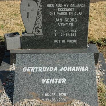 VENTER Jan Georg 1914-1989 &amp; Gertruida Johanna 1925-2000