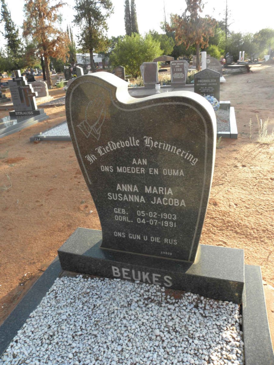 BEUKES Anna Maria Susanna Jacoba 1903-1991