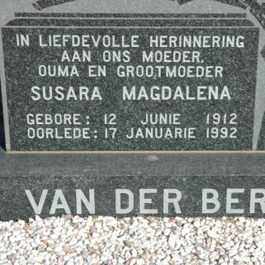 BERG Susara Magdalena, van der 1912-1992