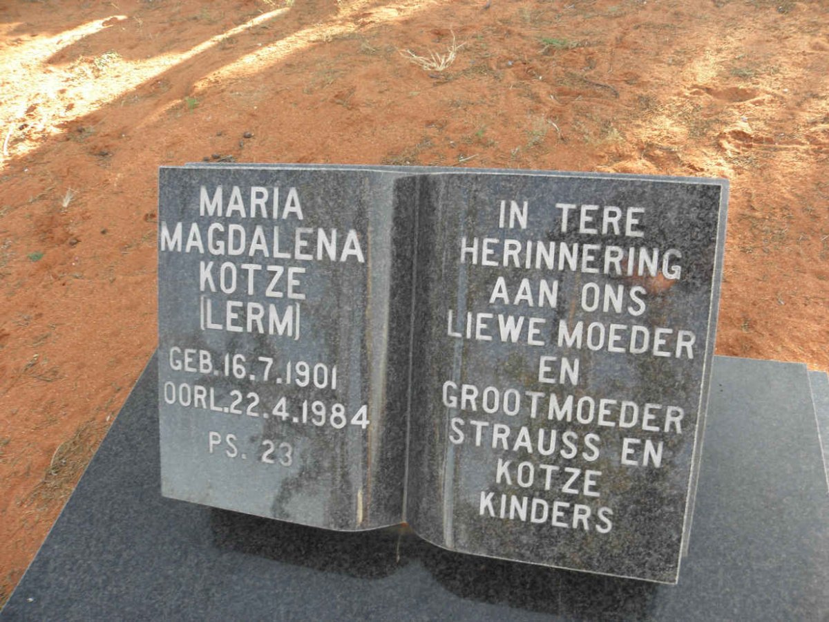 KOTZE Maria Magdalena nee LERM 1901-1984