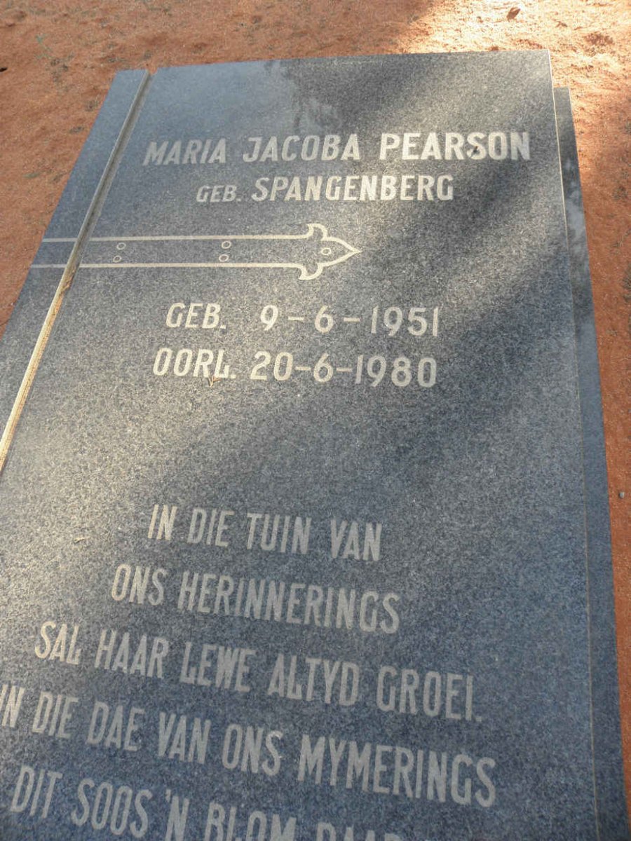 PEARSON Maria Jacoba nee SPANGENBERG 1951-1980