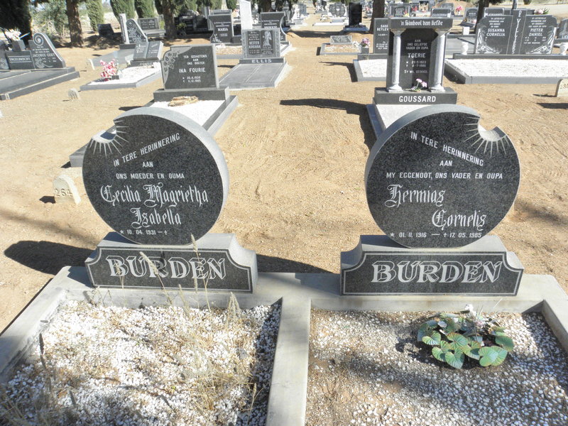 BURDEN Hermias Cornelis 1916-19?5 &amp; Cecilia Magrietha Isabella 1931-