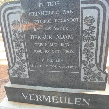 VERMEULEN Dekker Adam 1897-1960