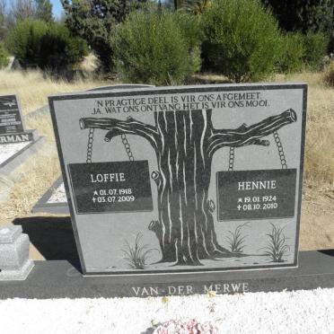 MERWE Hennie, van der 1924-2010 &amp; Loffie 1918-2009