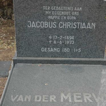 MERWE Jacobus Christiaan, van der 1894-1973 &amp; Catharina Maria, van der VAN DER WESTHUIZEN 1893-1963