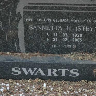 SWARTS Sannetta H. nee STEYN 1920-2005