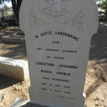 CRONJE Christina Johanna Maria nee SCHOEMAN 1896-1948