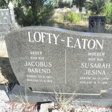 EATON Jacobus Barend, Lofty 1901-1975 &amp; Susarah Jesina 1904-1978