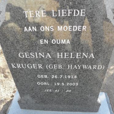 KRUGER Gesina Helena nee HAYWARD 1914-2003