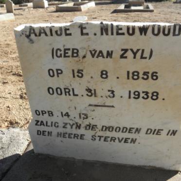 NIEUWOUDT Aatje E. nee VAN ZYL 1856-1938