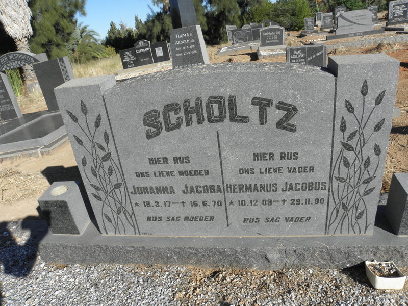 SCHOLTZ Hermanus Jacobus 1909-1990 & Johanna Jacoba 1917-1970