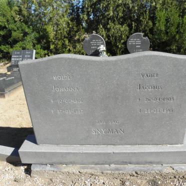 SNYMAN Jacobus 1908-1988 &amp; Johanna 1916-1987