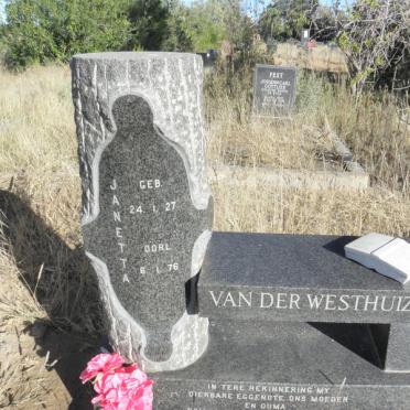 WESTHUIZEN Janetta, van der 1927-
