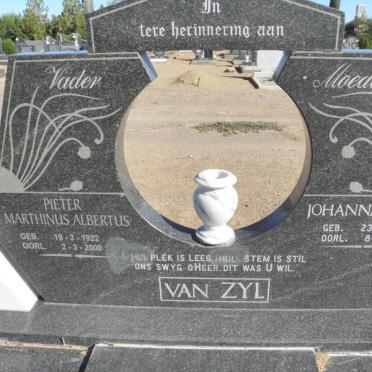 ZYL Pieter Marthinus Albertus, van 1922-2000 &amp; Johanna Maria 1924-1993