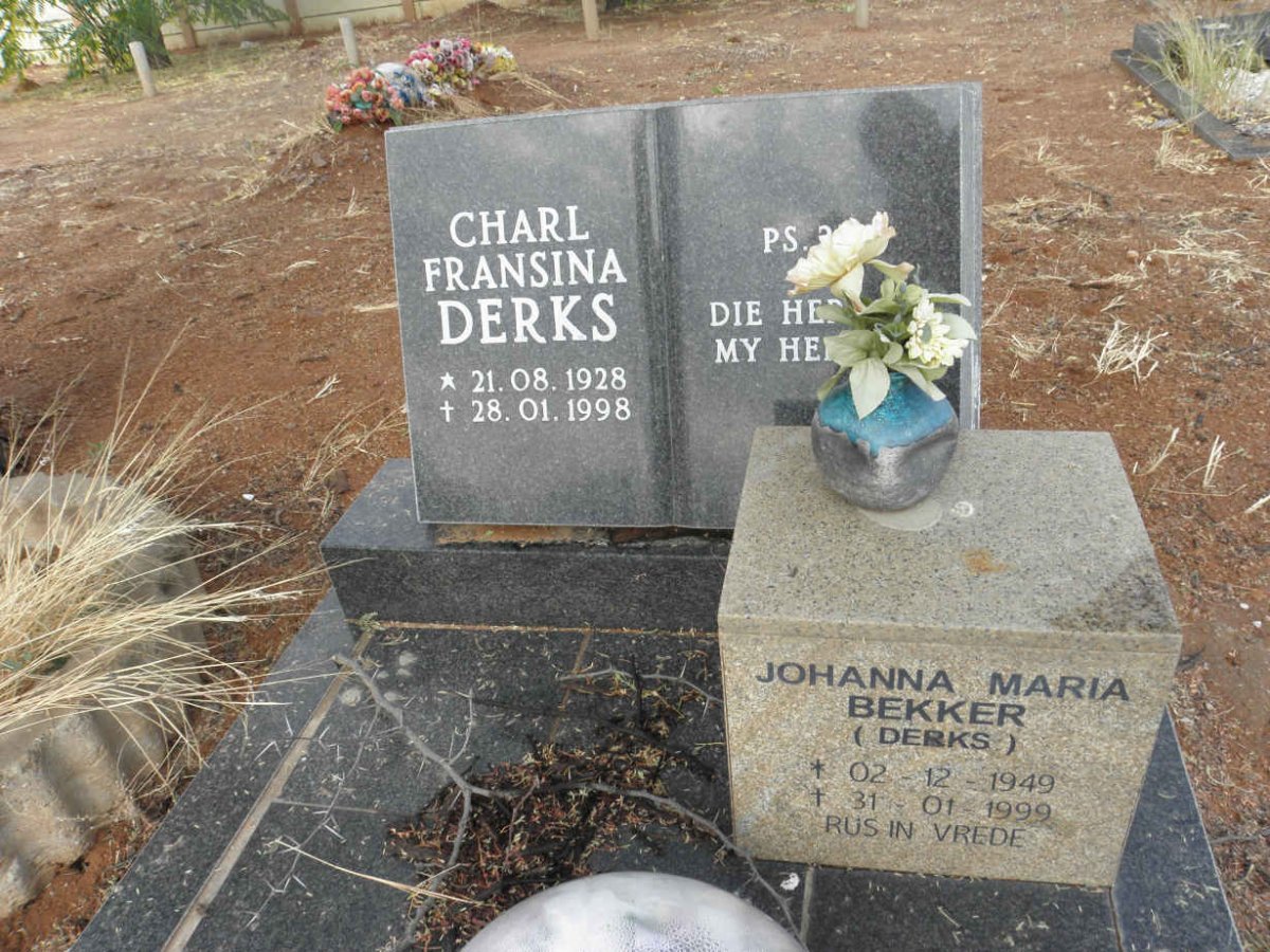 DERKS Charl Fransina 1928-1998 :: BEKKER Johanna Maria nee DERKS 1949-1999
