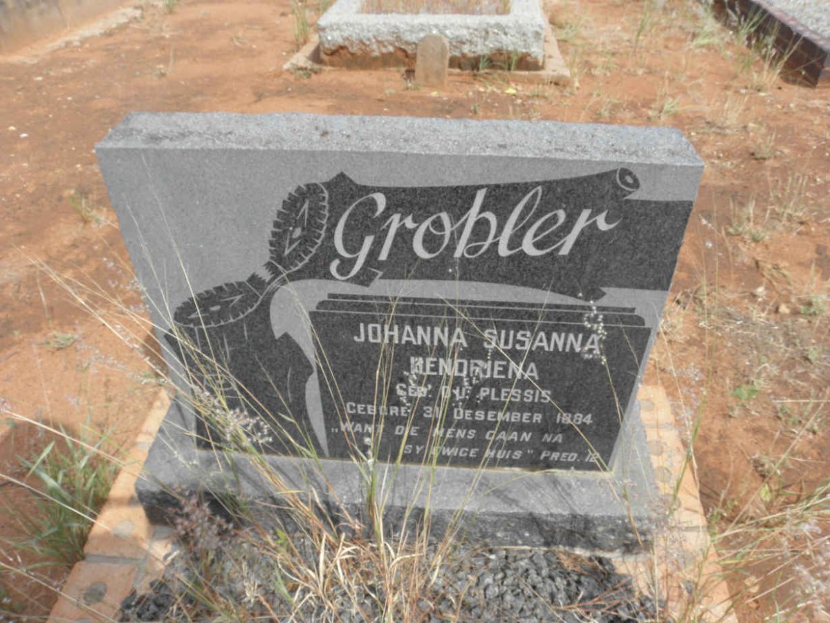 GROBLER Johanna Susanna Hendriena nee DU PLESSIS 1884-