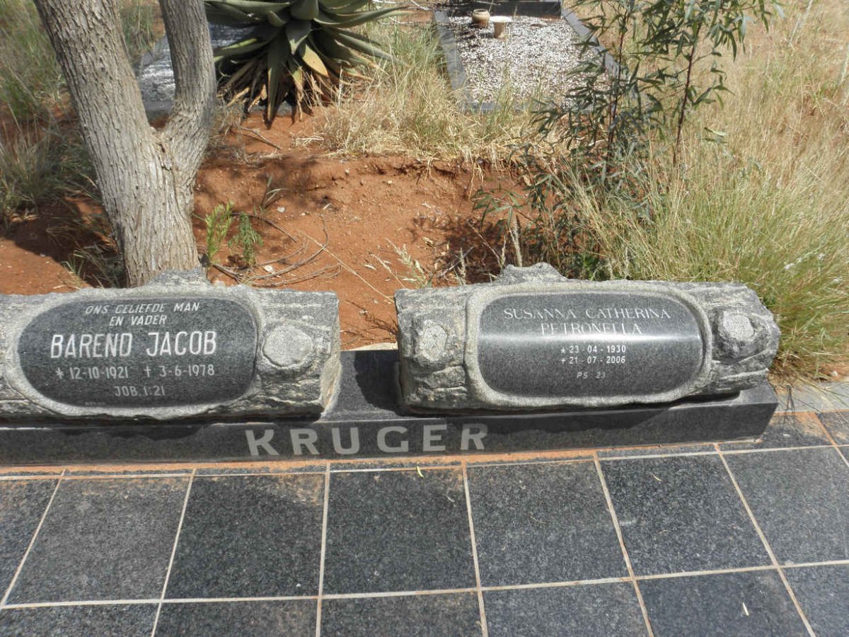 KRUGER Barend Jacob 1921-1978 & Susanna Catherina Petronella 1930-2006