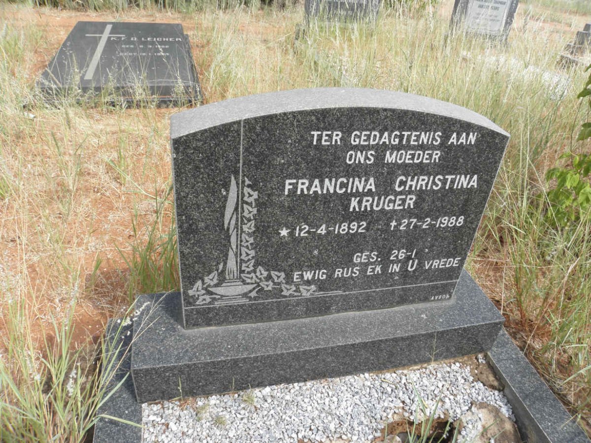 KRUGER Francina Christina 1892-1988